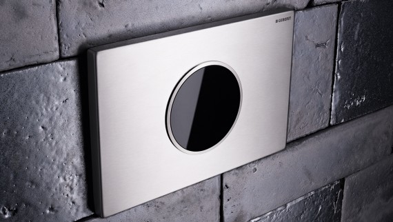 Touchless flush with Geberit actuator plates