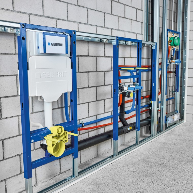 Duofix sistemski zid s elementom za WC školjku, elementom za umivaonik i elementom za tuš