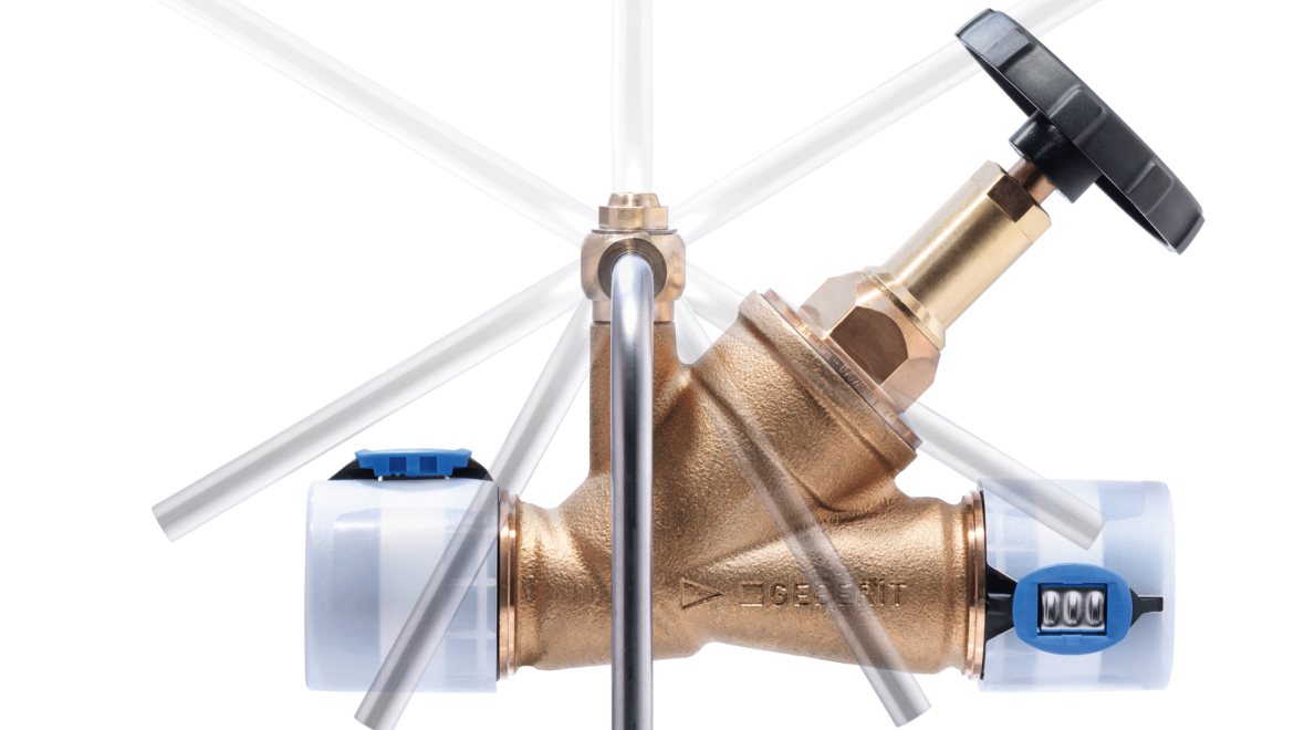 Geberit ventil za uzorkovanje može se montirati na zaporni ventil s kosim sjedištem u svim položajima.