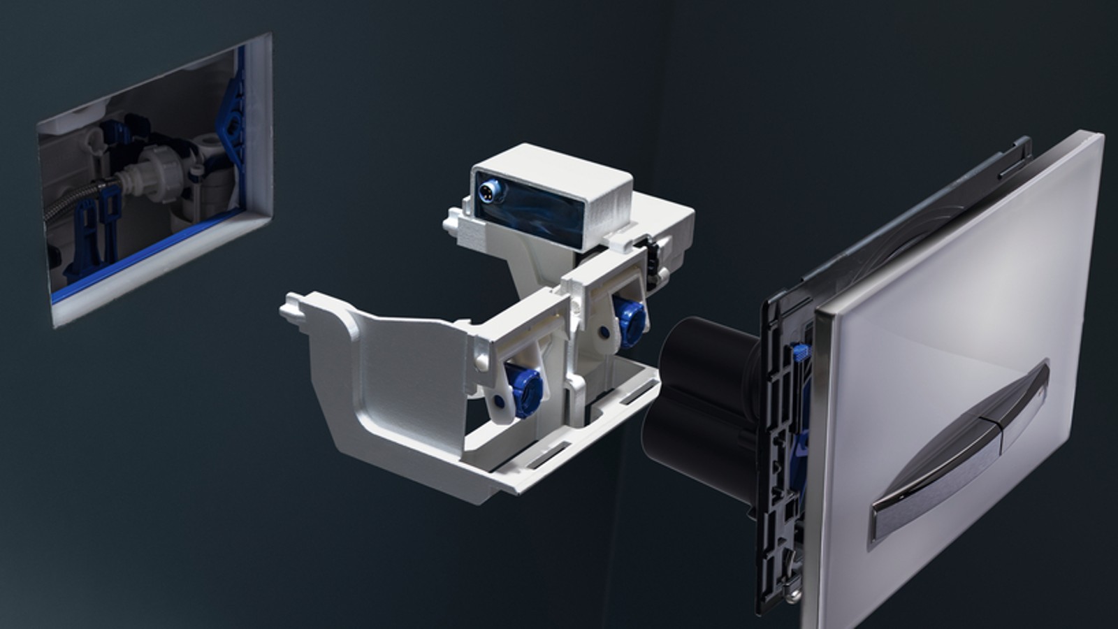 Geberit intervalna jedinica za sanitarno ispiranje može se jednostavno ugraditi u bilo koji Geberit Sigma ugradbeni vodokotlić 12 cm