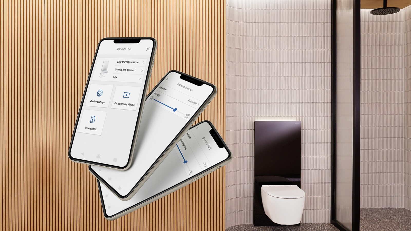 Geberit Home – za podešavanje sanitarnog modula Geberit Monolith Plus (© Geberit) Geberit Home – za podešavanje sanitarnog modula Geberit Monolith Plus (© Geberit)