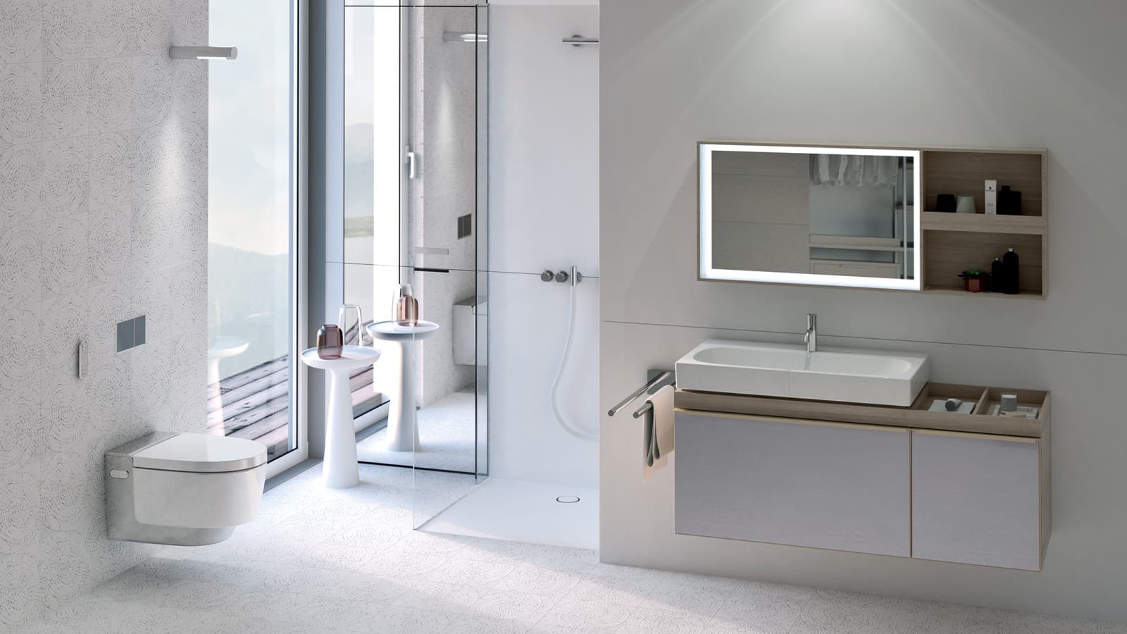 Kupaonica Geberit AquaClean Mera tuš WC uređajem Kupaonica Geberit AquaClean Mera tuš WC uređajem
