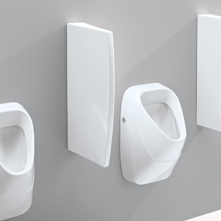 Pregradni zid Geberit od sanitarne keramike sa skrivenim elementima za pričvršćivanje Pregradni zid Geberit od sanitarne keramike sa skrivenim elementima za pričvršćivanje